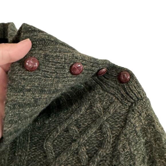 Anthropologie Shrunk Wool Sweater Button Shoulder Olive Green Cottagecore S - Picture 5 of 8